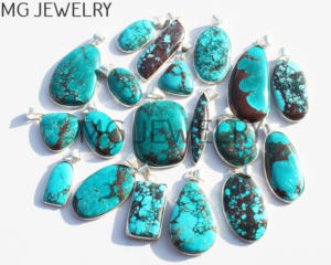 Turquesa magnesita piedras preciosas bisel colgantes venta al por mayor NaturalTurquoise magnesita cristal plateado colgantes joyería de moda - Product Image 2