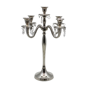 เชิงเทียนอลูมิเนียมตกแต่งงานแต่งงาน3แขนตั้งชุบนิกเกิลซิลเวอร์โคลเลอร์เชิงเทียนตกแต่งบ้าน - Product Image 4