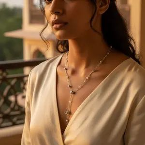 925 Silver Rope Box Figaro <b>Snake</b> <b>Chain</b> <b>Necklace</b> Gold for Women Religious Style Pearl Ball Pendant Fashionable Religious Gift - Product Image 2