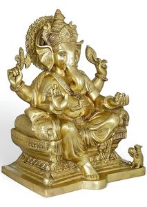 Exportador indio hecho a mano diseño moderno Lord Ganesha estatua latón macizo para decoración del hogar y regalos de inauguración de la casa en cantidad a granel - Product Image 3