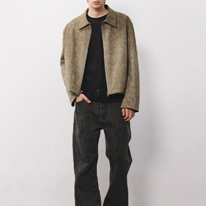 Venta al por mayor 100% abrigos de gamuza al aire libre suave Vintage cremallera elegante nuevo diseño Vintage Pu chaqueta de cuero hombres - Product Image 5