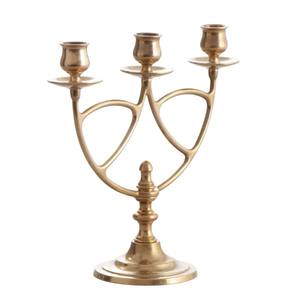 Candelabre à 3 bras en laiton doré en gros, porte-bougie en métal fait à la main pour une décoration intérieure unique et la décoration de table de mariage - Product Image 3