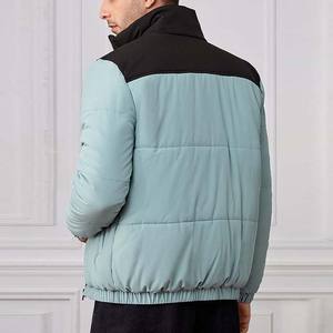 2024 ODM/OEM Men's <b>Winter</b> Warm Puffer Jacket High Quality Canvas Stand Color Block Zipper <b>Coat</b> Custom Logo <b>Hooded</b> Long Cheap - Product Image 2