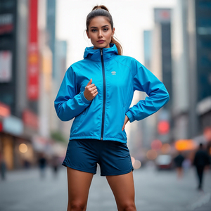 ชุดกางเกงขาสั้นกันฝนกันน้ำขนาดใหญ่พิเศษสำหรับผู้หญิงชุดเสื้อแจ็คเก็ตแบบสวมหัวกันลมชุดกางเกงขาสั้นกันฝนสำหรับผู้หญิงชุดเสื้อกันลมทรงหลวม - Product Image 2