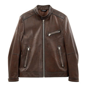 Chaqueta de piel de oveja genuina de alta calidad para hombre, abrigo marrón informal Simple para primavera y otoño directamente del fabricante - Product Image 3