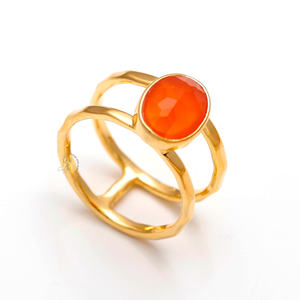 แหวนเพชรคาร์เนเลียนทรงวงรีสำหรับนักออกแบบทำมือแหวนเงินแท้ของ925ทันสมัยล่าสุด - Product Image 2