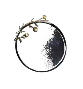 Plateau de rangement et plateau de service ovale contemporain en acier argenté et or avec poignée une pièce maîtresse de décoration intérieure - Product Image 3