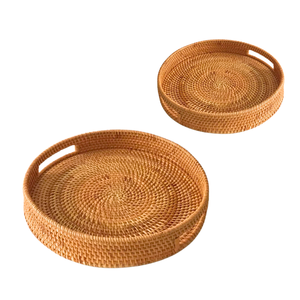 Hot-Selling Vietnam <b>Wicker</b> RATTAN <b>BASKET</b> / TRAY Durable Functional Design Home Decor Fruit Serving Tray - Product Image 1