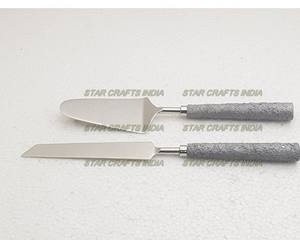 Gifter de Noël Party Dessert Couteau de mariage en acier inoxydable et résine et ensemble serveur de gâteau pour le bureau et la maison - Product Image 6