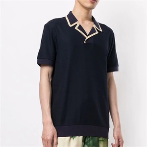 เสื้อไม่มีรอยต่อแขนสั้นสำหรับผู้ชายเสื้อคอตต้อน100% ถักแบบเรียบระบายอากาศได้พอดีกับกอล์ฟ - Product Image 1