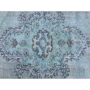 Alfombra Turca de 5.1x7.2 pies, Alfombra Vintage, Alfombra con Rayas Azules - Product Image 4