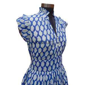 Nueva Mujer con cuello en V Primavera Verano moderno botón Natural Casual estampado Floral corto Midi vestido Formal noche fiesta boda - Product Image 5