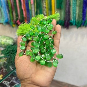 Monalisa Teardrop Shape hạt màu xanh lá cây sợi quang với tự nhiên hình bầu dục cắt đá quý - Product Image 1