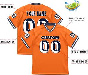 Camisetas de Fútbol Americano Personalizadas OEM, Ropa Deportiva Escolar, Malla de Poliéster de Secado Rápido, Transpirable, Sublimación, Franjas en las Mangas, Logotipo - Product Image 2