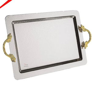Bandeja de servicio de diseño con acabado plateado superventas para hoteles y restaurantes - Product Image 2