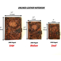 Carnet de notes artisanal en cuir véritable, style gothique Halloween, design squelette vintage, pour notes sur les ombres, la sorcellerie et les sorts
