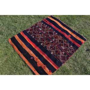 Alfombra de 3.5x4 pies, Alfombra Pequeña Vintage, Alfombra Roja Kilim Ombr - Product Image 1