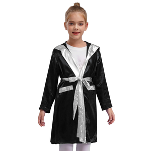 Costume de cosplay de boxeur pour garçons et filles, thème Halloween, carnaval, robe de boxe, cape à capuche en satin à manches longues avec ceinture et gants - Product Image 1