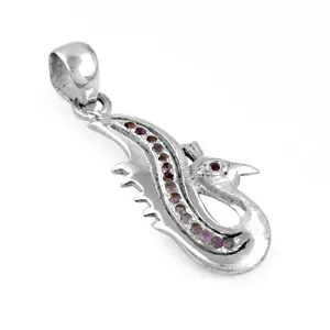 Pendentif Dragon Vintage Fait Main en Argent 925 avec Améthyste Sertie en Canal, Breloque Thème pour Usage Quotidien, Bijou Unisexe Idéal Cadeau - Product Image 3