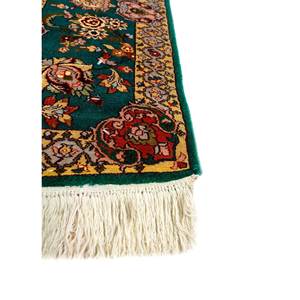 Alfombra Rectangular de Viscosa y Seda Anudada a Mano Gulmarg Green con Diseño de Medallón para Sala de Estar, Hogar y Adolescentes - Modelo SKPS-203 - Product Image 4