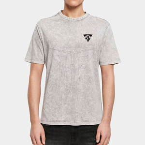 เสื้อยืดผู้ชายผ้าฝ้าย 100% หนานุ่ม ระบายอากาศได้ดี สไตล์ลำลอง ล้างสีแบบแอซิดวอช พร้อมโลโก้และดีไซน์วินเทจตามสั่ง - Product Image 5