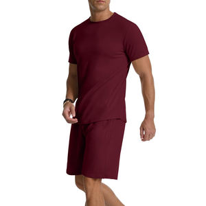 Color sólido al por mayor verano chándal ropa informal y cómoda media manga 100% algodón verano chándal para hombres - Product Image 3