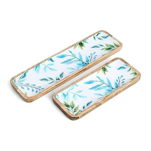 Apéritifs et desserts écologiques, texture de bois naturel, revêtement émaillé durable, peint à la main, design classique pour une table élégante - Product Image 1