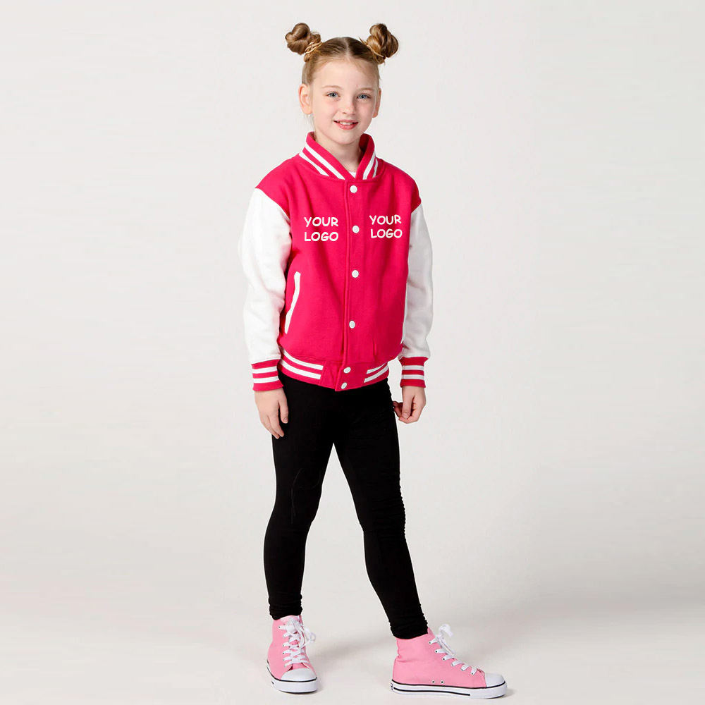 Varsity Jacket Kids Pink Jacket HOP Kids Pink Varsity-Style Cotton