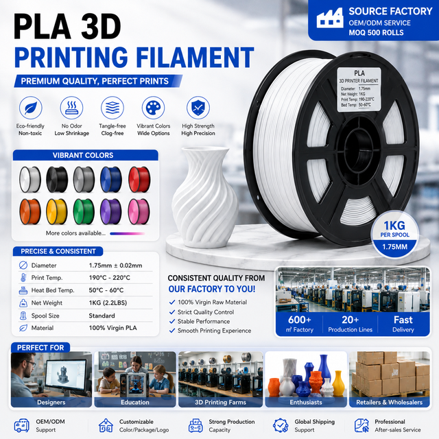 Fine Detail Clear Surface Filaments for PLA 3D Printer Brand Label Service Available for Global Wholesale Buyers
