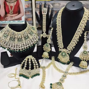 LATEST TRADITIONAL FASHIONABLE ANTIQUE DESIGNER BRIDAL <b>JEWELLERY</b> WITH GOLD PLATED & CZ BRIDEL <b>WEDDING</b> NECKLES <b>SET</b> <b>for</b> WOMEN. - Product Image 1