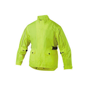 High Quality High Visibility Reflective Waterproof Canvas Rain Jacket Windbreaker <b>Detachable</b> Hood Front Zipper Closure Solid - Product Image 1