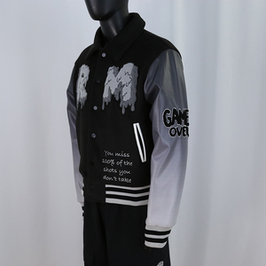 Men's Gradient Black Lettermen <b>Vintage</b> <b>Jacket</b> Casual Custom Embroidery DTF Logo Patches College Baseball <b>Varsity</b> <b>Jacket</b> for Men - Product Image 3