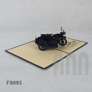 ANN HANDICRAFT FS093 Handmade Traditional Japanese Paper 3D Pop-up Side Car Birthday Card Foldable <b>Matte</b> <b>Varnishing</b> Greeting - Product Image 5