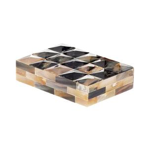 Ensemble de 2 boîtes à bijoux rectangulaires décoratives en corne de buffle véritable et bambou, cadeaux, accessoires, collier, montre, bracelets, boîte de rangement naturelle - Product Image 4