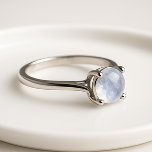Anillo de Compromiso y Boda de Plata de Ley 925 con Baño de Rodio y Piedra Lunar, Inspirado en los Cumpleaños de Junio, Moderno, para Uso Diario, Certificado, para Fiestas - Product Image 3