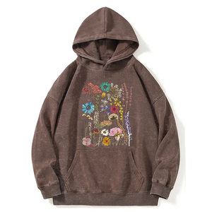 เสื้อฮู้ดแบบสวมหัวโอเวอร์ไซส์ผ้าฝ้าย100% กำหนดเองได้เสื้อฮู้ดดี้แนวสตรีทผ้าแอซิดแนววินเทจ - Product Image 2
