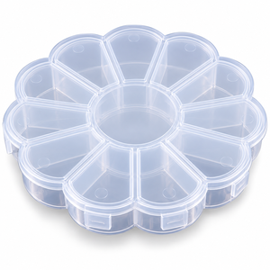 Boîte à bijoux carrée classique en plastique transparent avec 13 compartiments, couvercle, pour perles et artisanat, étanche au lave-vaisselle et portable - Product Image 1