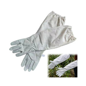 Gants anti-piqûre pour apiculteurs en cuir grainé 3 couches gants d'apiculture longue manchette en toile avec fermeture élastique - Product Image 2