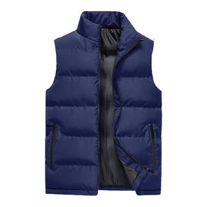 Dernier blouson bombardier sans manches en coton pour homme coupe ajustée à col montant épais coupe-vent écologique pour l'hiver - Product Image 4