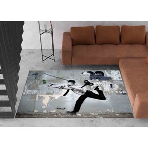 Tapis d'art graffiti Banksy : Tapis de couloir imprimé en 3D, avec poils doux - Product Image 3