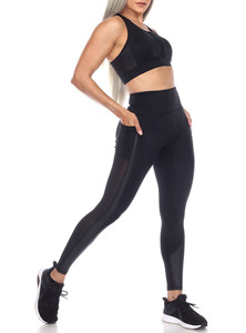 Conjunto de Yoga transpirable para mujer, deportes de Fitness, 2 uds., ropa de gimnasio, conjunto de Yoga para mujer, conjuntos de entrenamiento, ropa deportiva negra para Yoga - Product Image 2