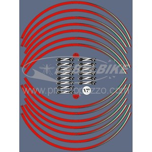 KIT DE BANDES ADHÉSIVES Autocollants Moto Rouge Compatible avec 17 \ "pour KAWASAKI Z RIMS IT - Product Image 1