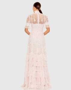 Elegant Half Sleeve Evening Dress Anti-Static Breathable Beaded Hand <b>Embroidered</b> Sequins Full Length Prom Style Plus Size Formal - Product Image 3