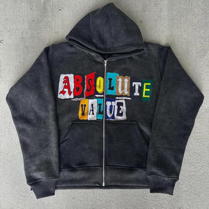 Nouveauté 2025 – Sweats à capuche streetwear pour hommes, respirants, personnalisables par sérigraphie, en molleton de coton délavé à l'acide, avec fermeture éclair, 500 GSM - Product Image 5