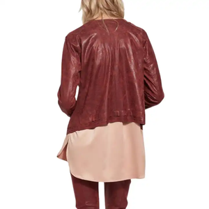 Chaqueta universitaria de piel de cordero Real para mujer, ropa de calle transpirable con estilo, forro de lana, chaqueta de cuero de algodón Súper elegante para mujer - Product Image 4