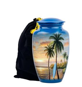 Store Designs Beach Surfboards urne de surf Urne de plage de palmiers Cendres humaines Urne en aluminium adulte mâle femelle Taille personnalisée - Product Image 1