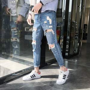 กางเกงยีนส์ขายาวสำหรับผู้ชายซักได้กางเกงยีนส์ผ้าฝ้ายเดนิมสตรีทแวร์ - Product Image 4