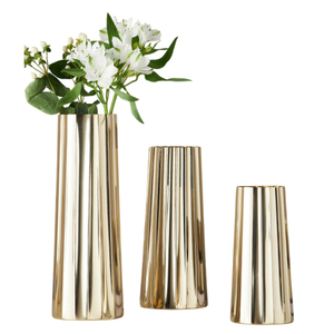 Maceta de mesa decorativa para el hogar de hierro de alta calidad, florero de Metal dorado de diseño exclusivo, arreglo floral al por mayor - Product Image 1