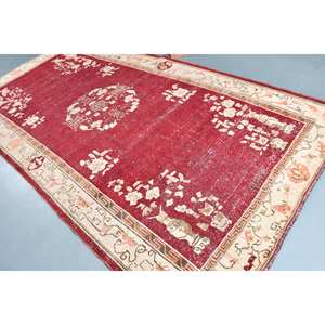 Alfombra clásica de lana rojo Beige de 6,2x12,1 pies estilo Kilim área grande alfombras rectangulares turcas respaldo de látex 10mm de espesor para pasillo - Product Image 4