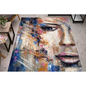 Tapis d'art portrait de femme : Décoration moderne pour salon, tapis à poils doux - Product Image 2